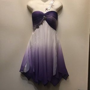 One shoulder ombré cocktail dress